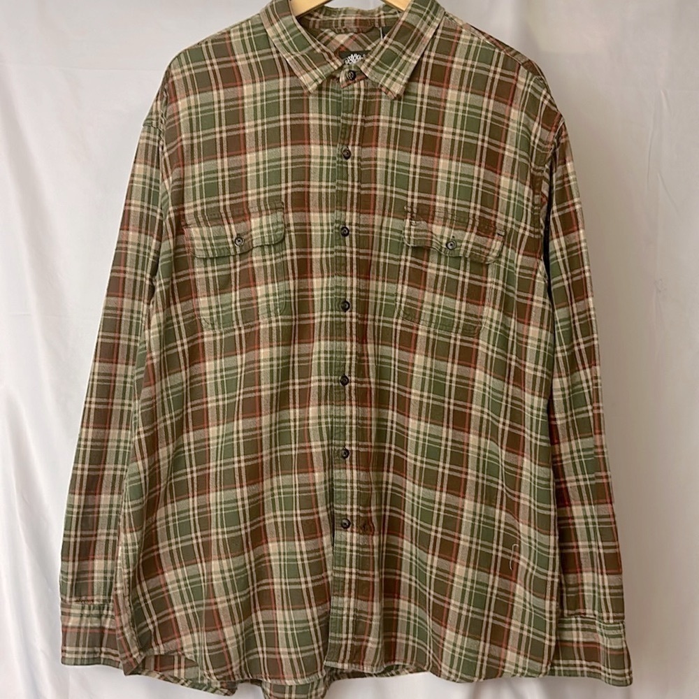 Timberland 100% Cotton Flannel Green Plaid Shirt XXL - Picture 1 of 3